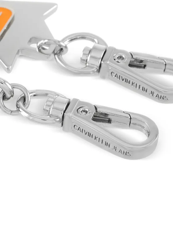 Calvin Klein Silver Keychain $75 Calvin Klein Men Gray Silver Leather Key Fob Keyfob  main image 2