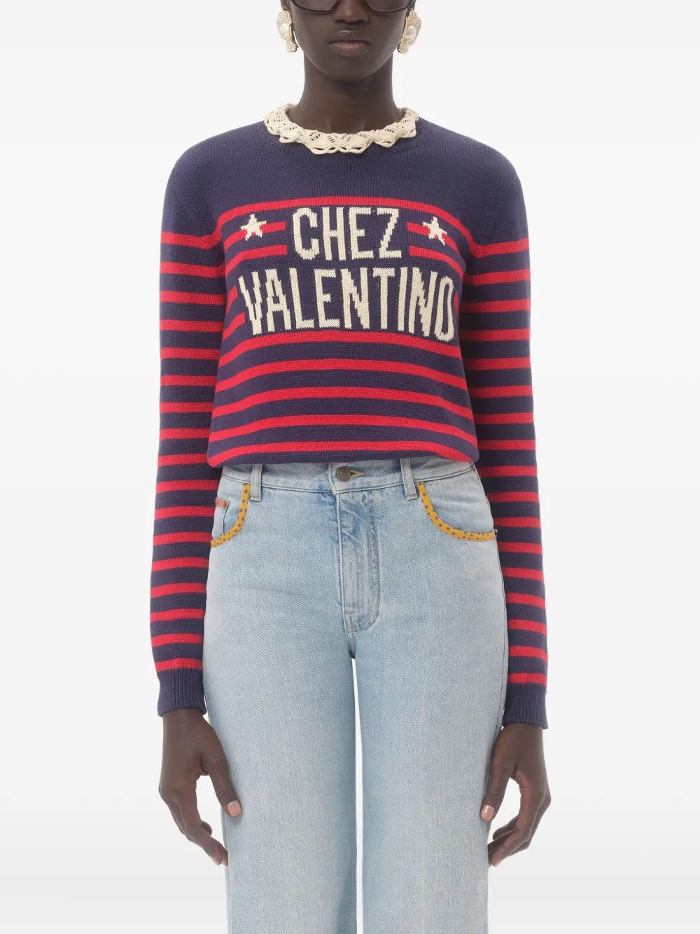  Valentino Garavani Jersey Chez - Azul 
