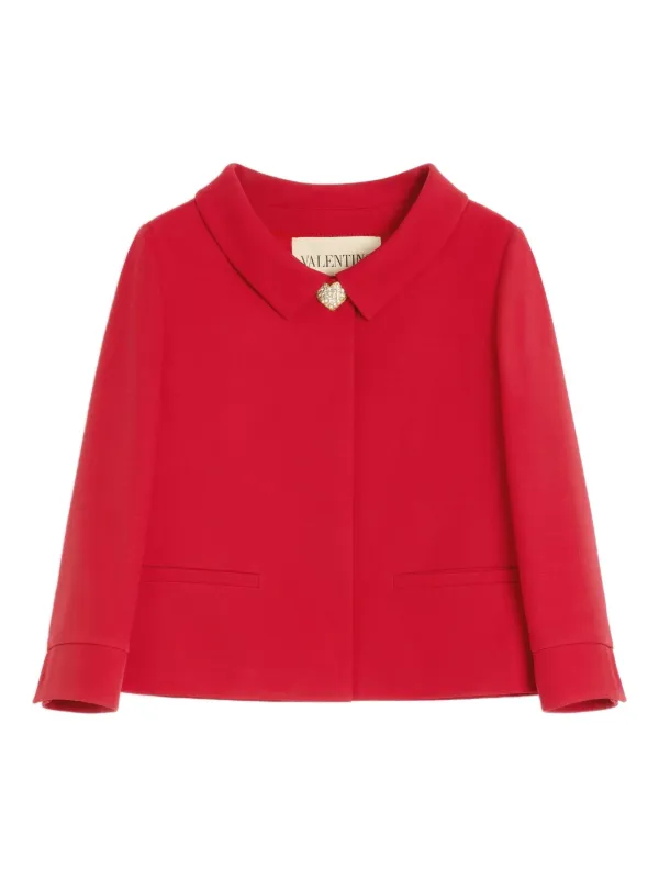 レッドバレンティノ　ノーカラー　リボン　カシミヤ　ジャケット　VALENTINO RED VALENTINO NO COLLAR JACKET MADE IN ROMANIA/レッドヴァレンチノ