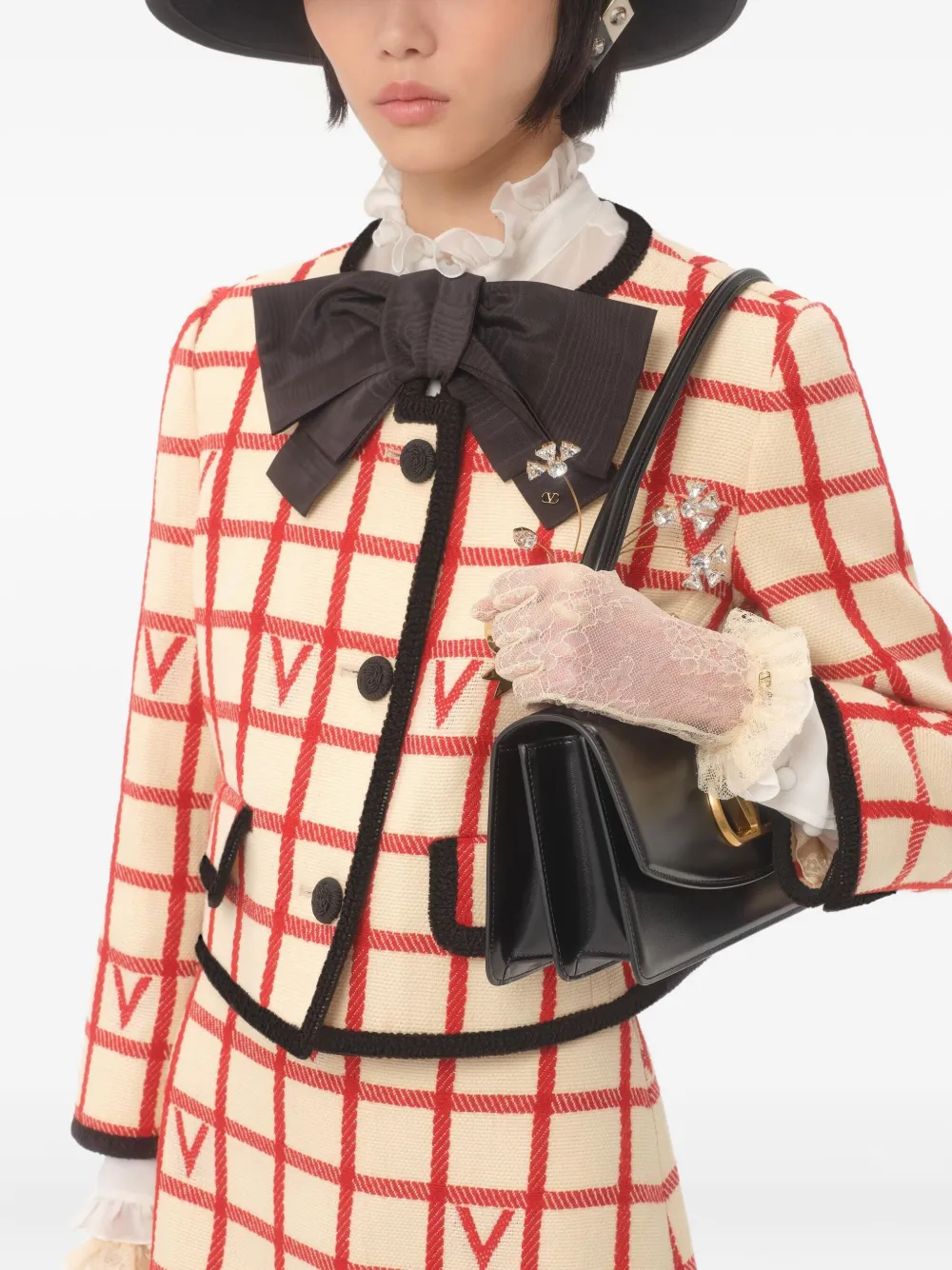 grid pattern embellished jacket