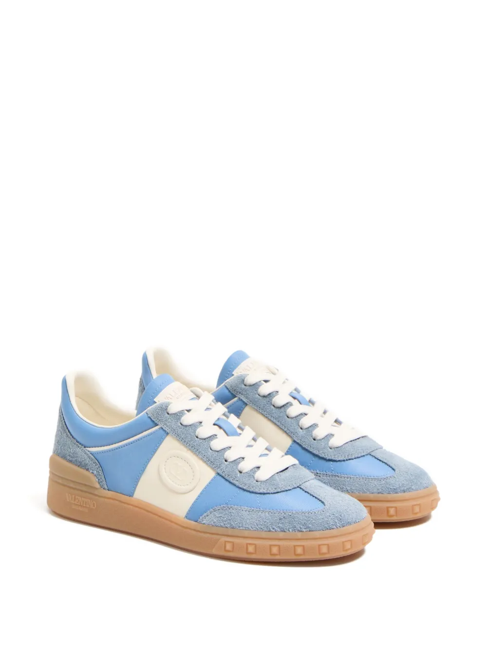 Valentino Garavani UPVILLAGE SNEAKER IN CRUST LEATHER WITH NAPPA CALFSKIN LEATHER BAND - Blauw