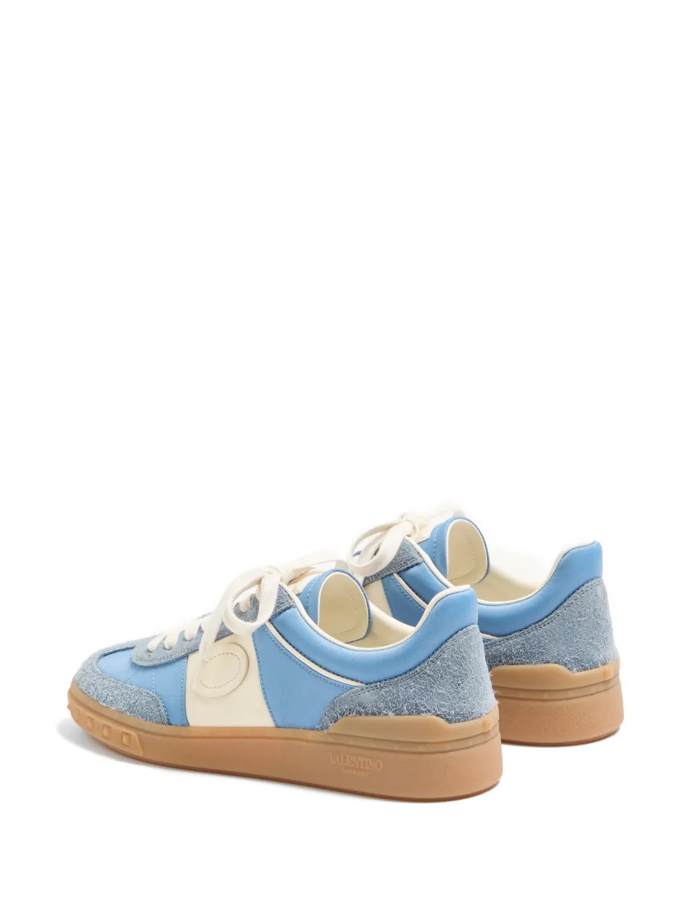 Valentino Garavani Upvillage Sneaker in Crust Leather with Nappa Calfskin Leather Band in Blue, view 4