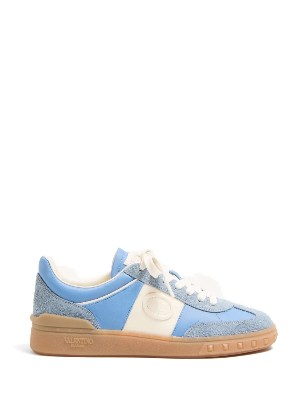 Valentino Garavani UPVILLAGE SNEAKER IN CRUST LEATHER WITH NAPPA CALFSKIN LEATHER BAND - Blau