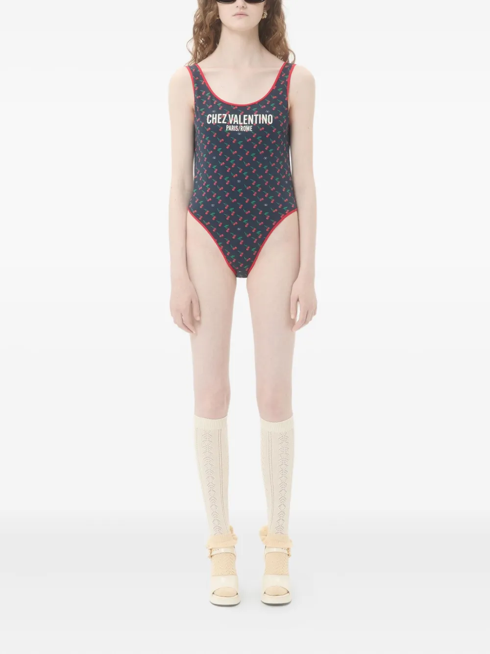 Valentino Garavani Badpak met Cherryfic-print Blauw