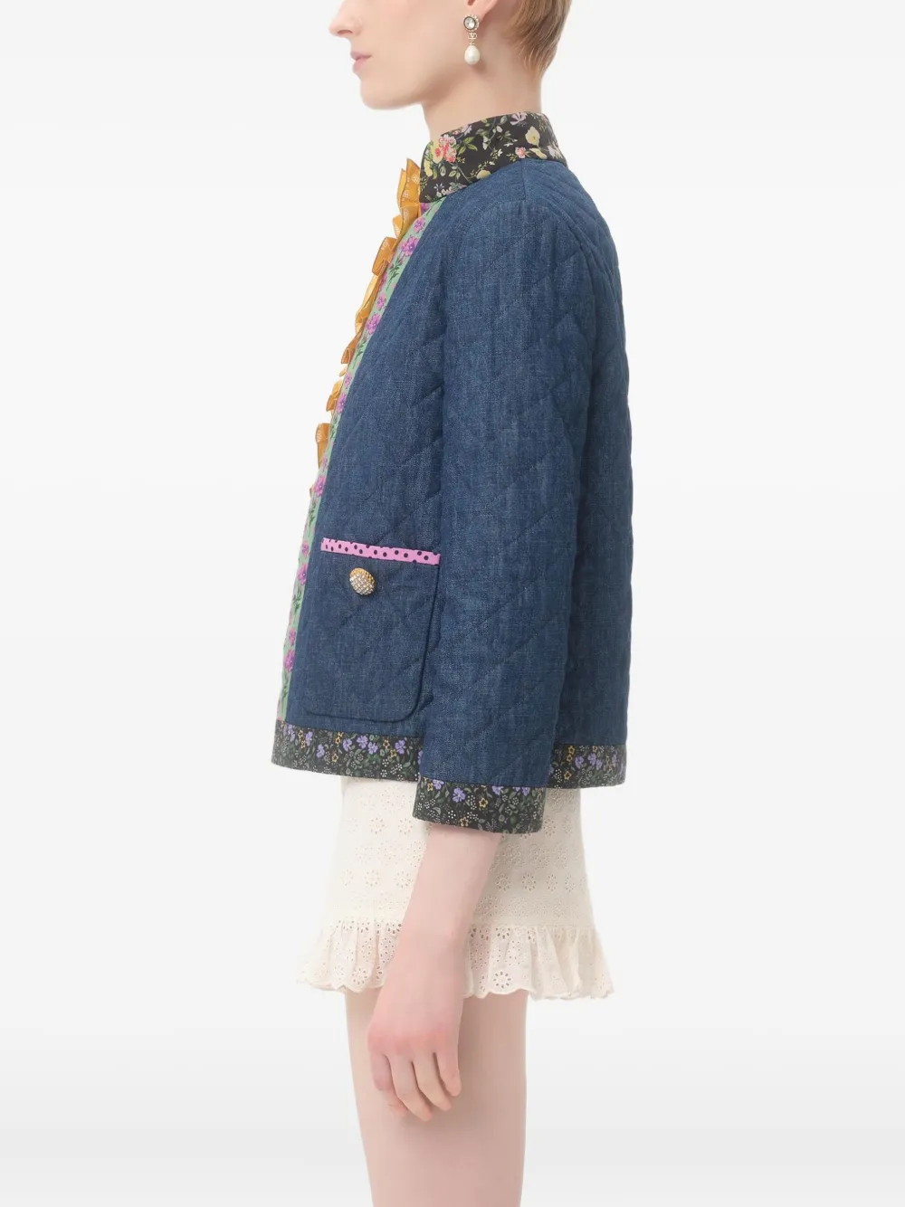 Valentino Garavani Gewatteerd vest met bloemen Blauw