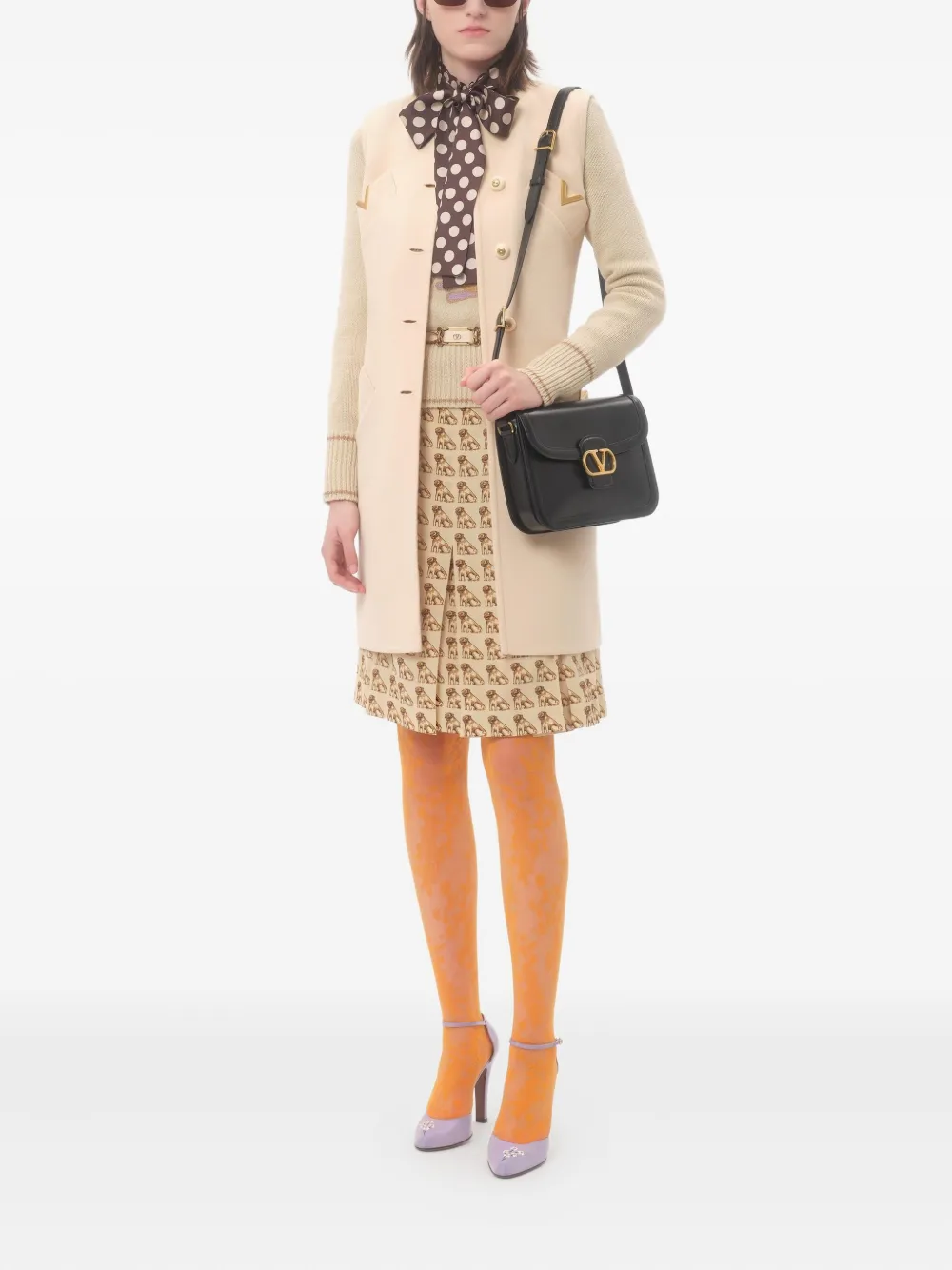 Valentino Garavani Mini-plooirok met hondenprint - Beige