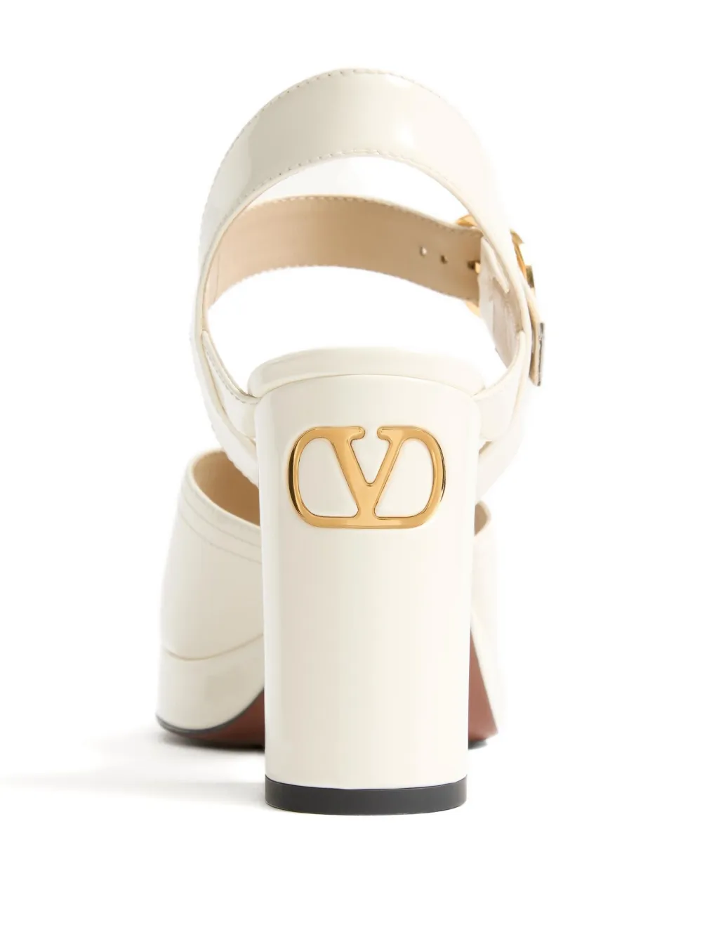 Valentino Garavani FAWCETTE PLATFORM SANDAL IN POLISHED CALFSKIN 100MM Beige