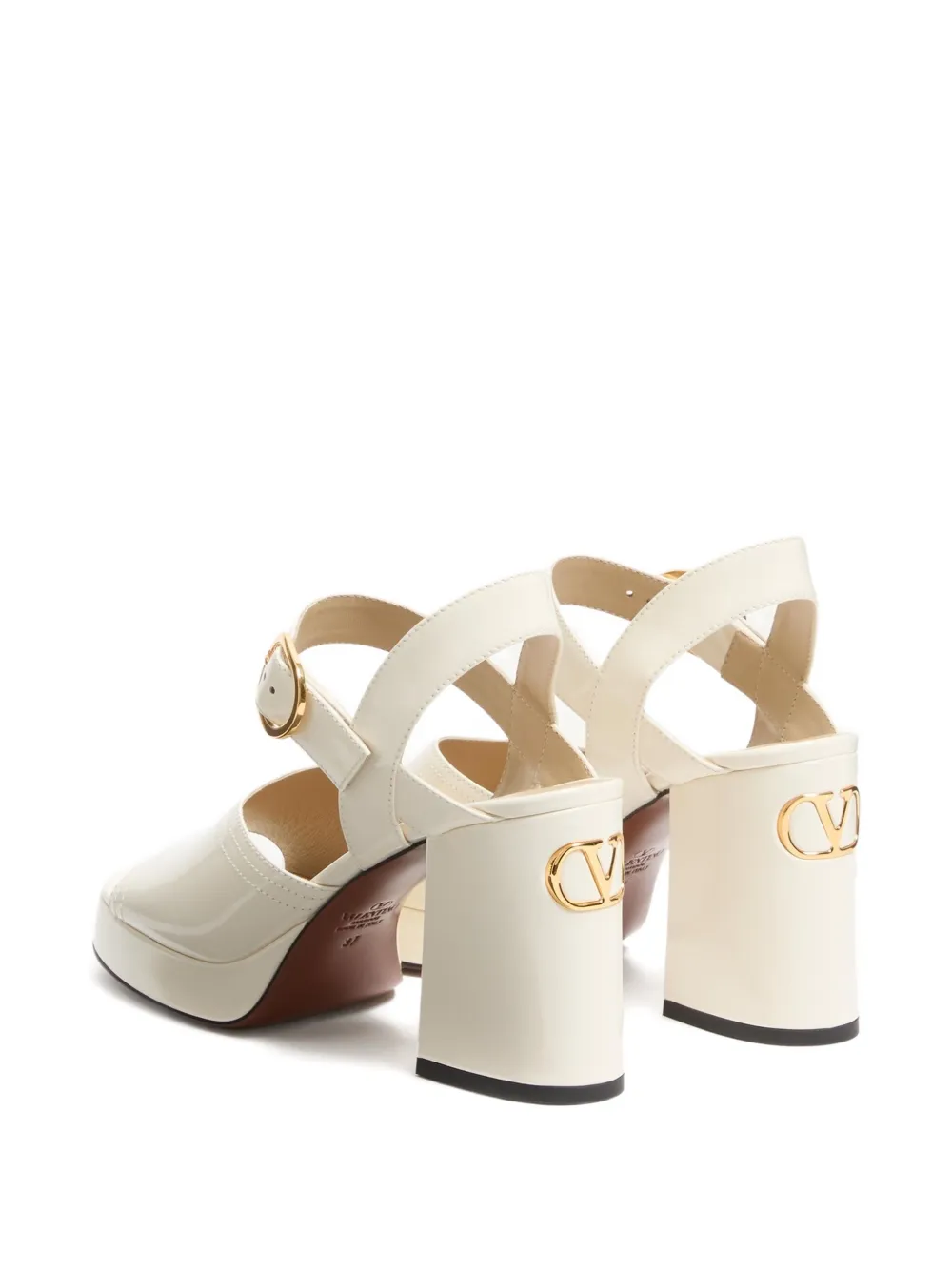 Valentino Garavani FAWCETTE PLATFORM SANDAL IN POLISHED CALFSKIN 100MM Beige
