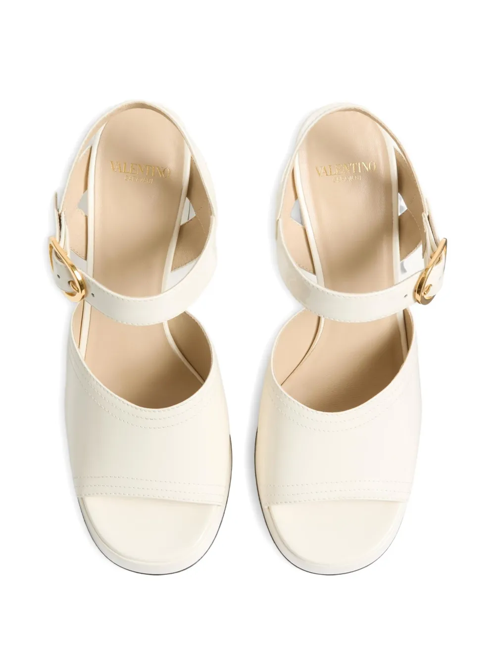 Valentino Garavani FAWCETTE PLATFORM SANDAL IN POLISHED CALFSKIN 100MM Beige