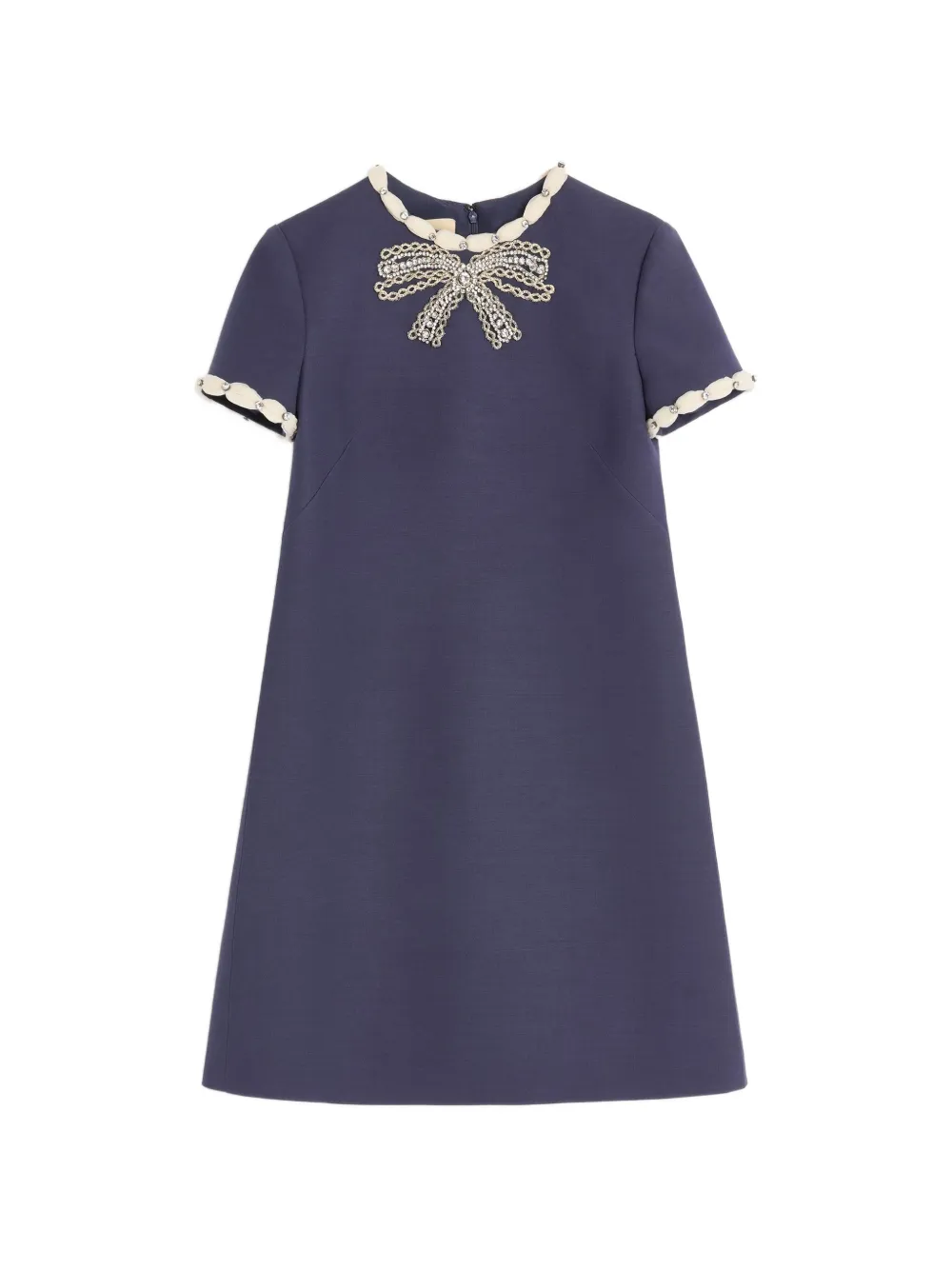 Valentino Garavani EMBROIDERED CREPE COUTURE SHORT DRESS - Blu