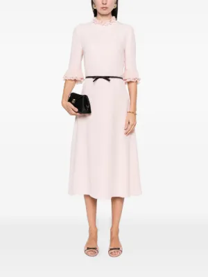 sachin and babi light blue dress VALENTINO GARAVANI Lace-paneled wool and silk-blend crepe mini dress