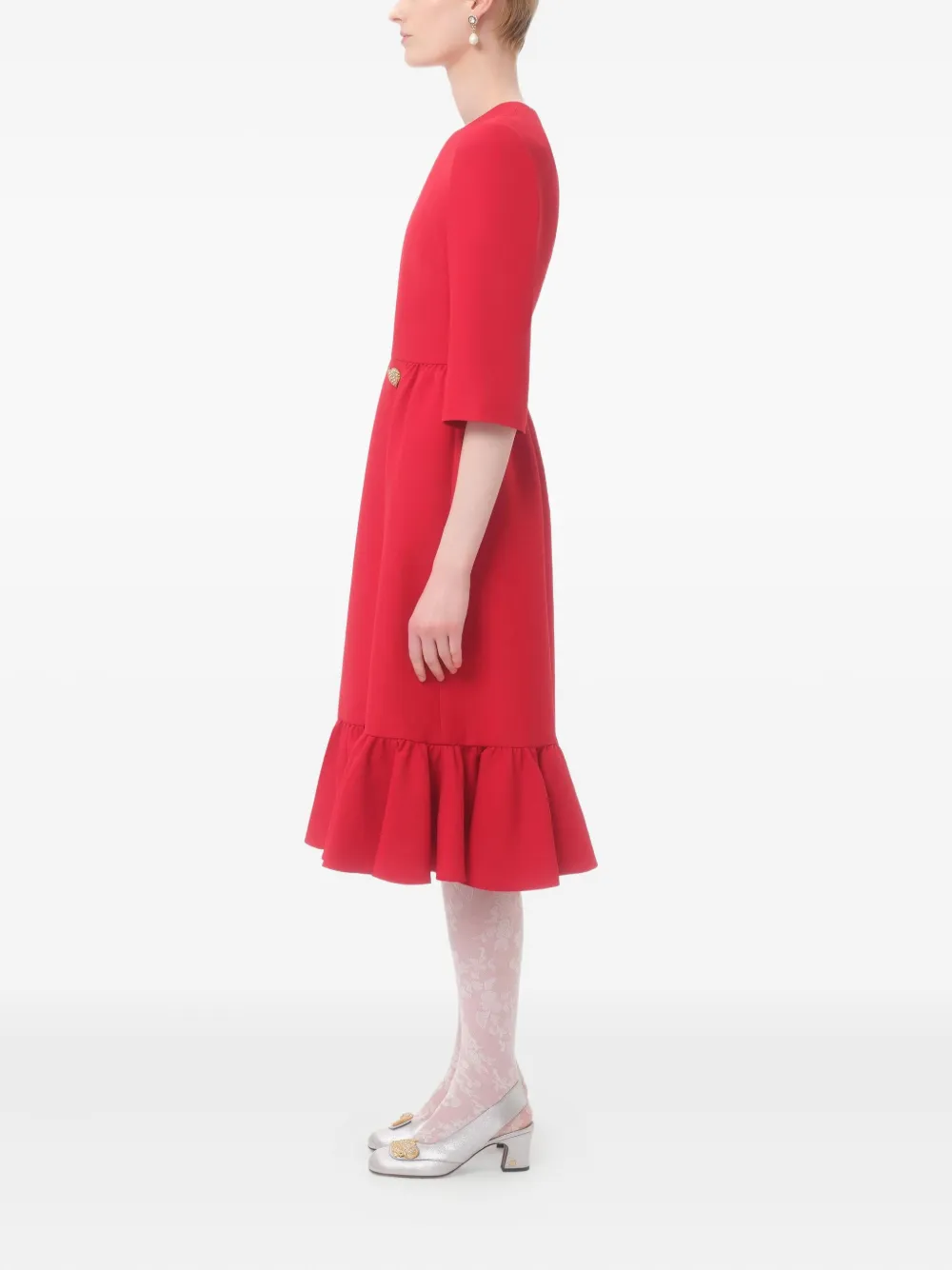 Valentino Garavani Midi-jurk van crêpe Rood