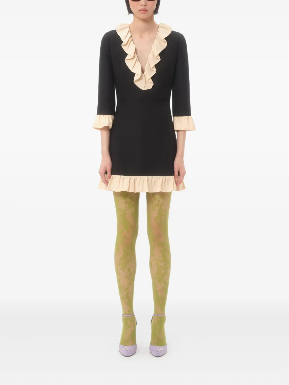 Valentino Garavani Mini-jurk met ruches Zwart
