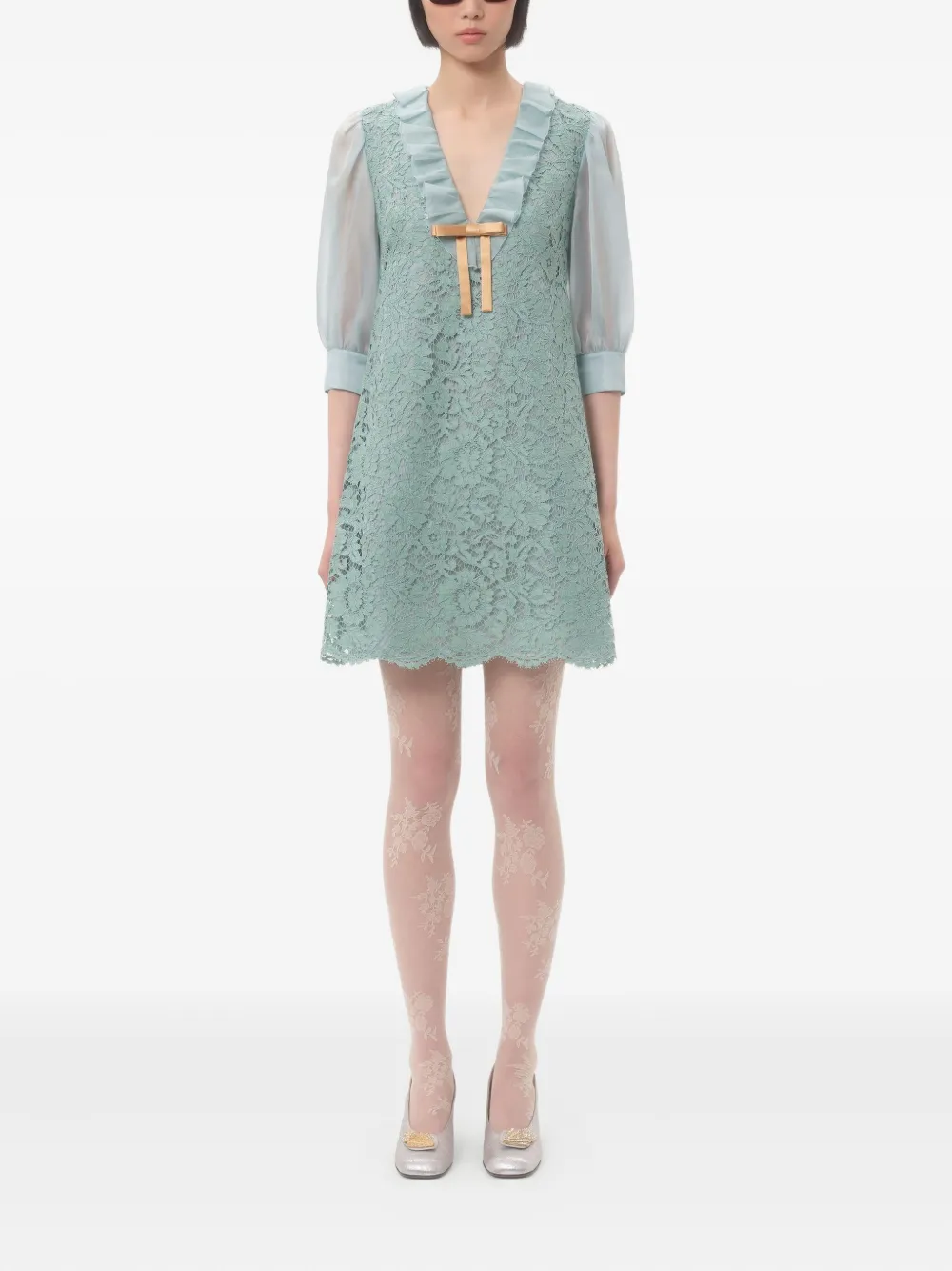 Valentino Garavani Mini-jurk met kant Blauw