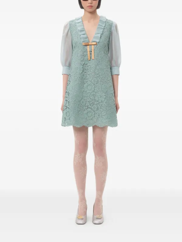 【関税&送料込】Valentino Garavani Dresses Blue Valentino Garavani Crepe Couture Embroidered Mini Dress