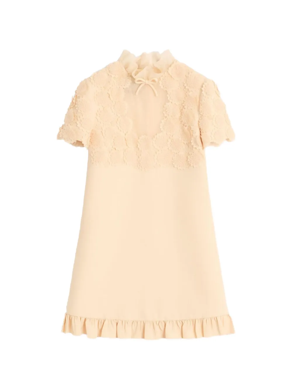 Valentino Garavani Mini-jurk met kant en ruches Beige