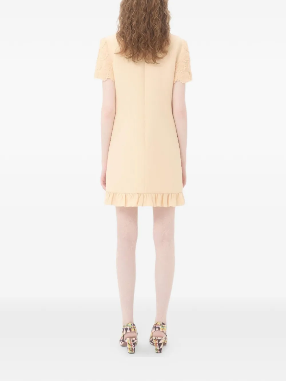 Valentino Garavani Mini-jurk met kant en ruches Beige