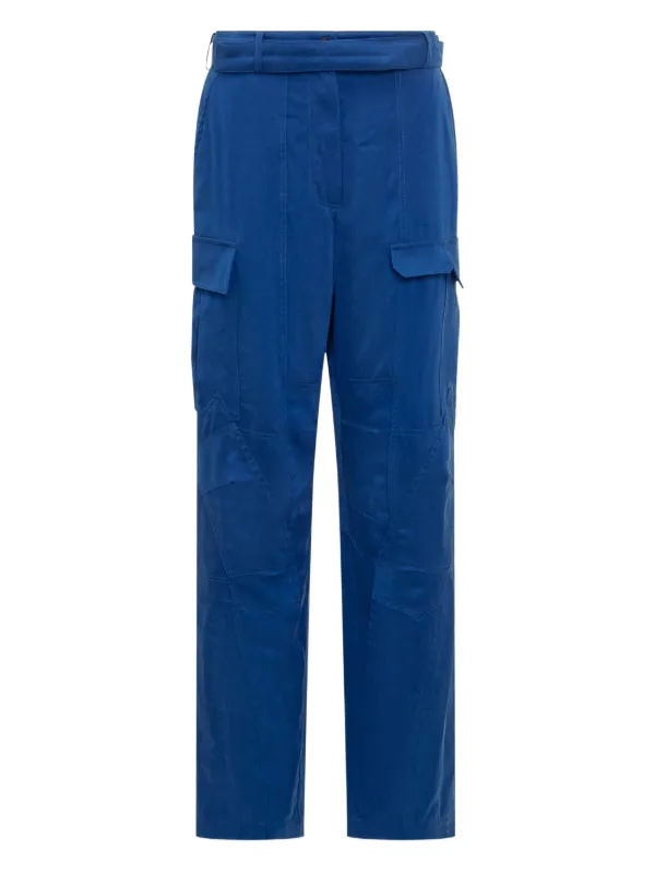 Ferragamo Lyocell Straight-leg Trousers in Blue