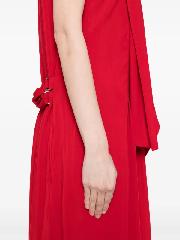 Yohji Yamamoto Ry Lawn Long Draped Sleeveless Dress | Red