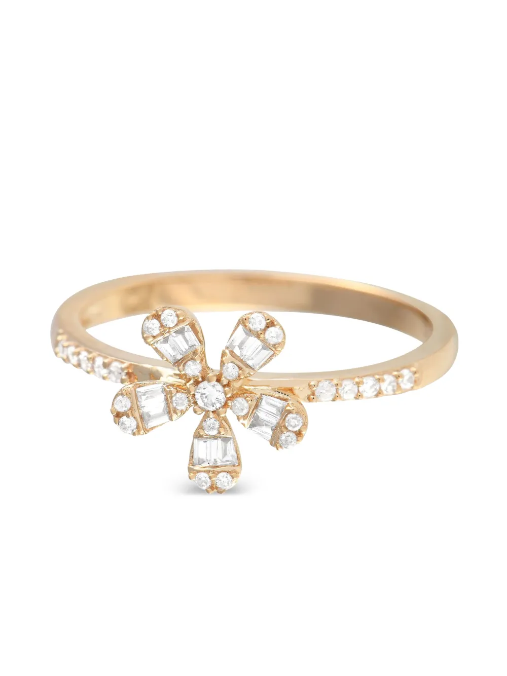LB Exclusive 14kt yellow gold Flower diamond ring - ゴールドトーン LB Exclusive 14kt yellow gold Flower diamond ring - ゴールドトーン