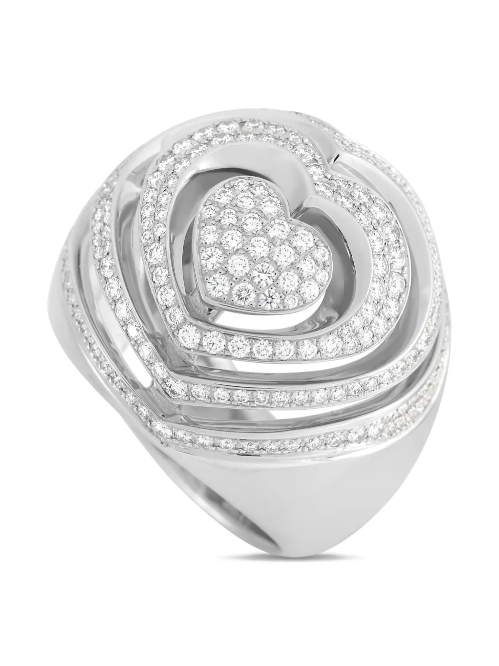 Chopard Pre-Owned 18kt white gold Heart diamond ring - シルバートーン Chopard Pre-Owned 18kt white gold Heart diamond ring - シルバートーン