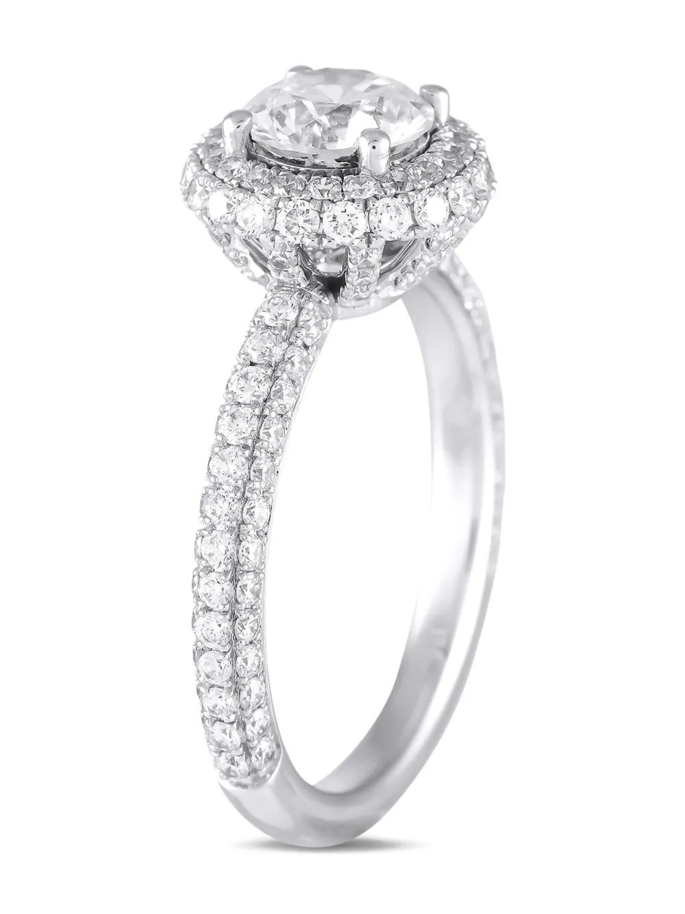 LB Exclusive 14K white gold  Double Halo lab-grown diamond ring | Silver | Image 1