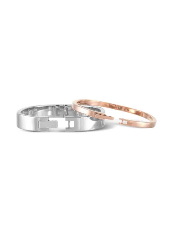 美品   カルバンクライン バイカラーブレスレット お洒落 Calvin Klein Vintage バイカラーブレスレット | シルバートーン
