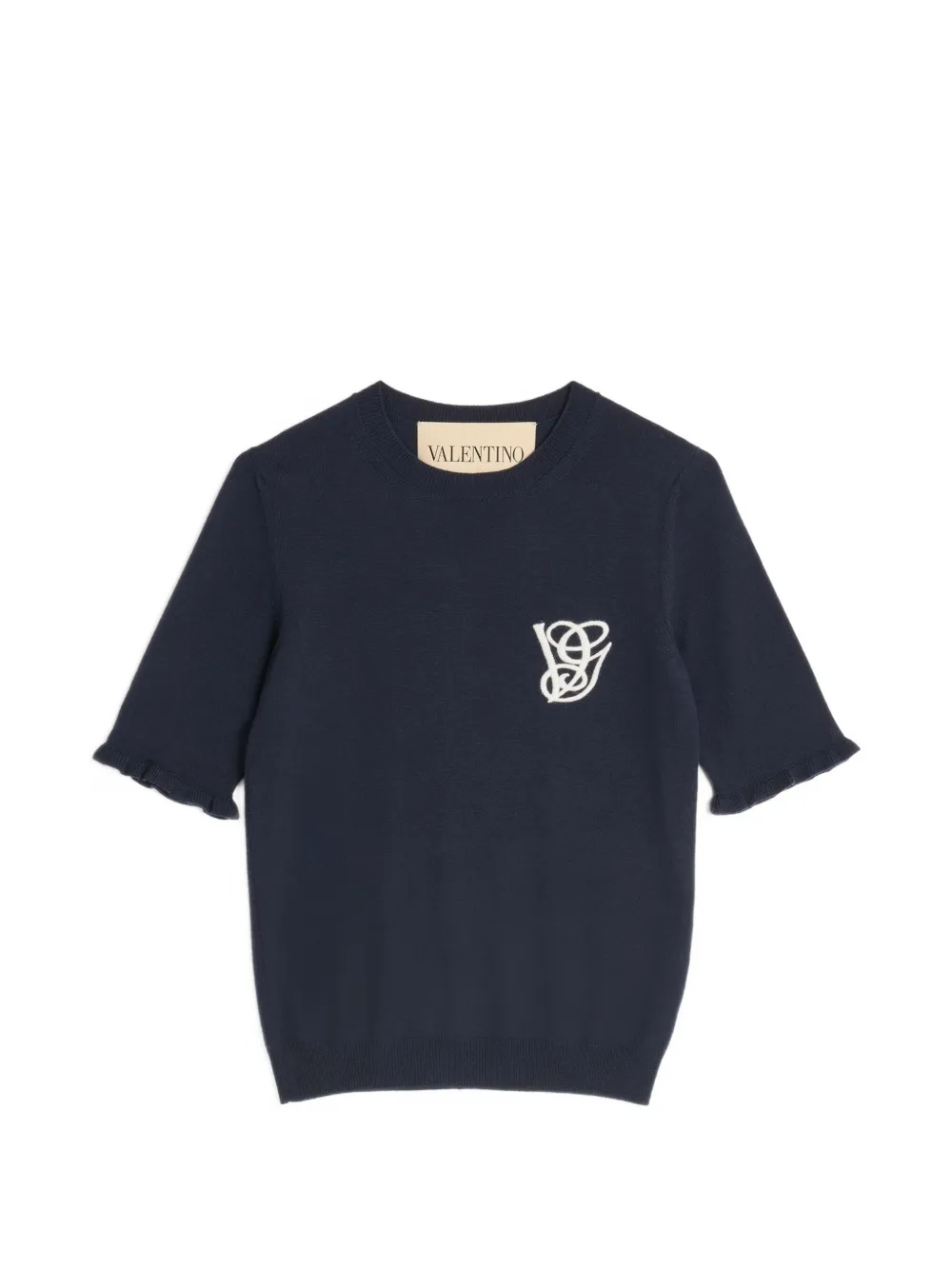 Valentino Garavani EMBROIDERED WOOL TOP - Blu