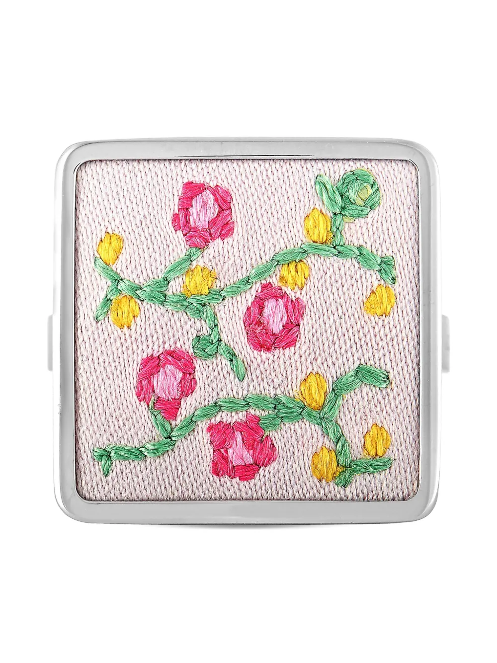 Pre-owned Swatch Vintage Flower-embroidered Ring In Silver