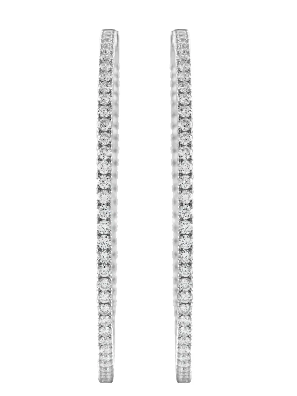 Pre-owned Lb Exclusive 14k White Gold Diamond Hoop Earrings In 银色