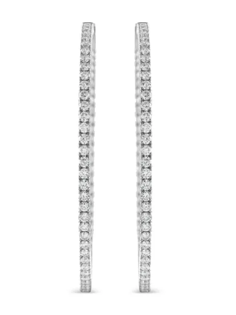 LB Exclusive 14K white gold diamond hoop earrings