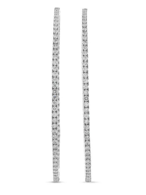 LB Exclusive 14K white gold diamond hoop earrings