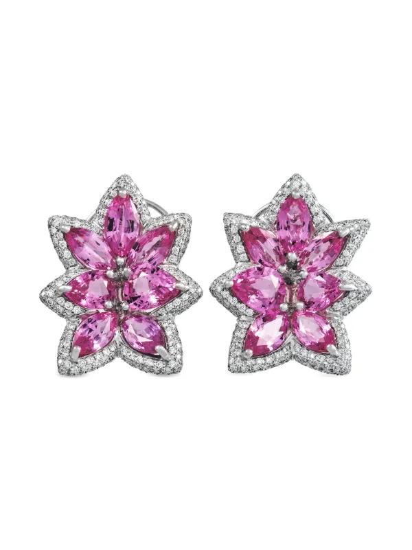 De Grisogono 18K White Gold Sapphire And Diamond Earrings Pink FARFETCH JO