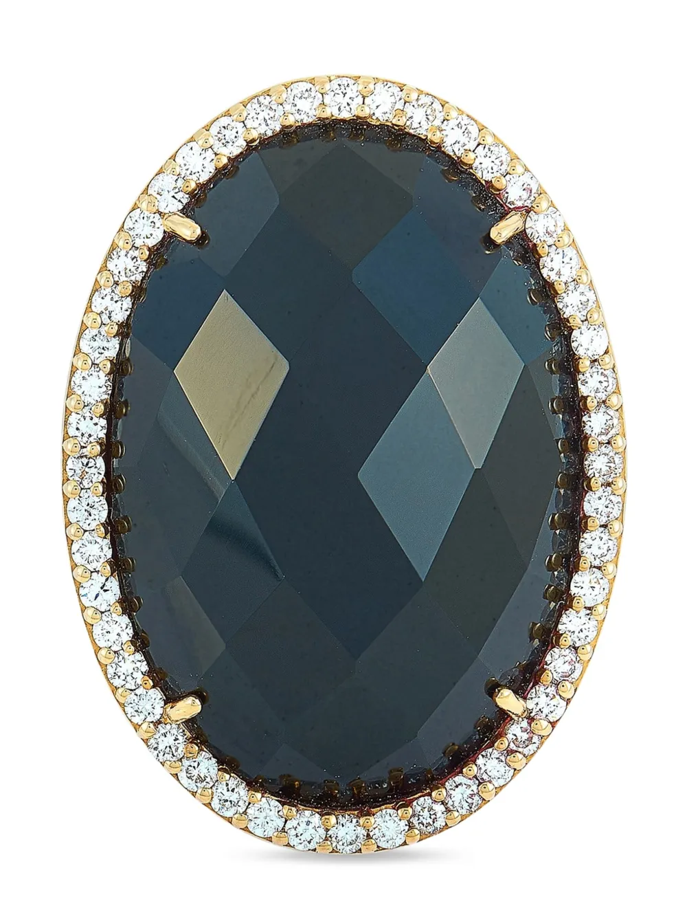 18K yellow gold onyx and diamond ring
