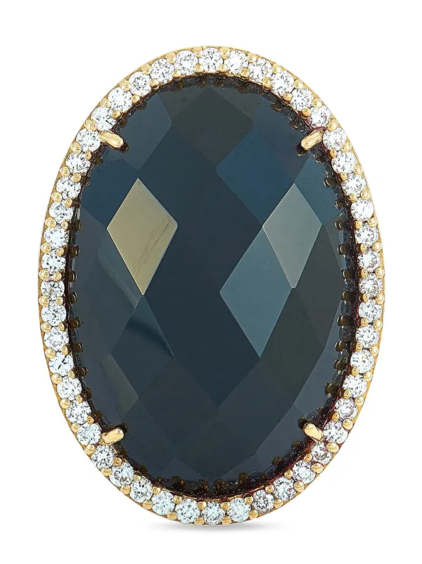 Roberto Coin Pre-owned 18K Yellow Gold Onyx and Diamond Ring in Pink