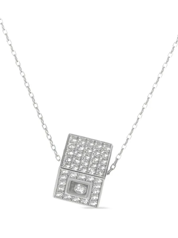Chopard Pre-owned 18K White Gold Happy Diamonds Necklace in Silver