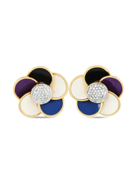 Rosato aretes en oro amarillo de 18kt con diamantes y esmalte