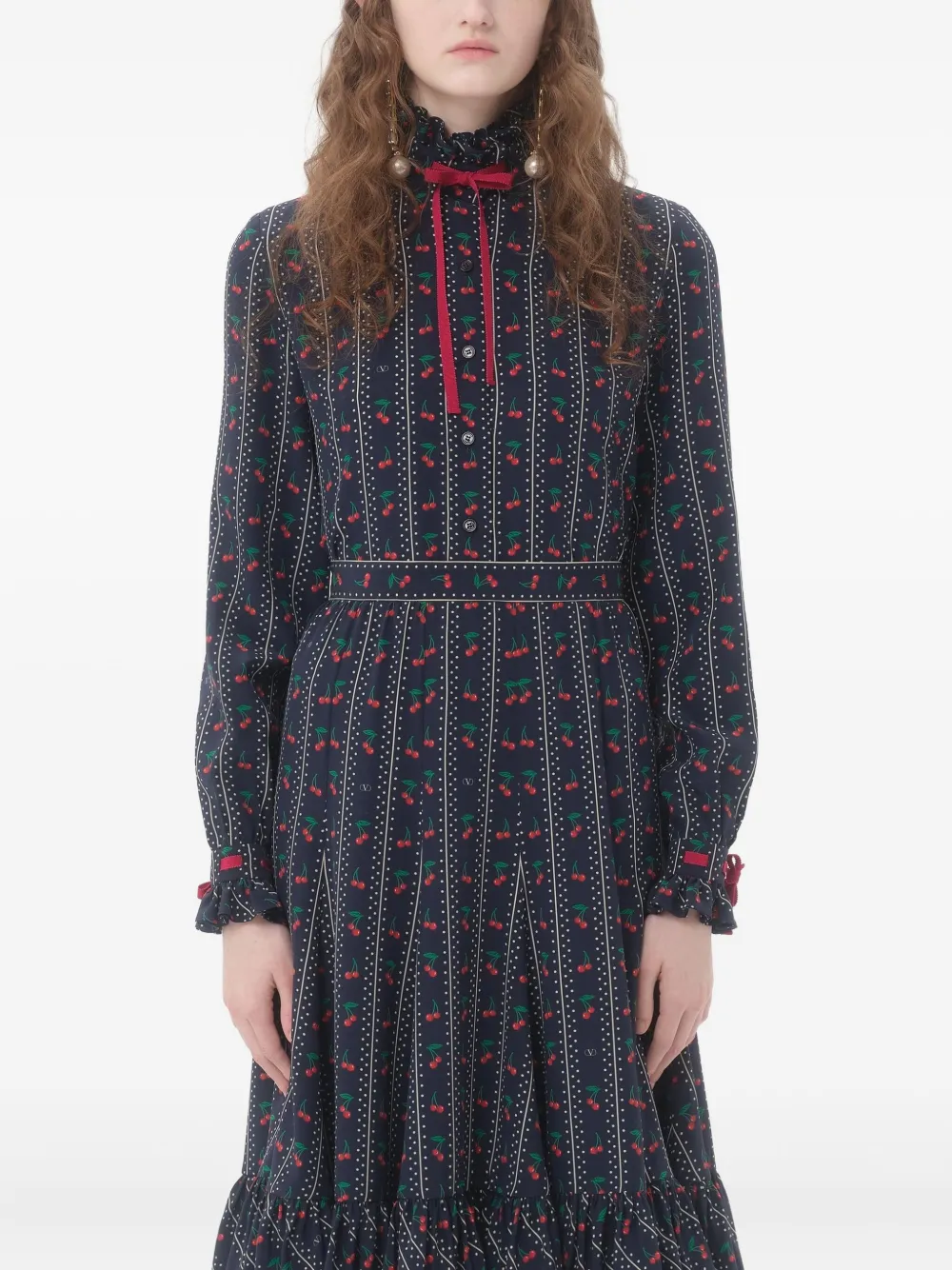 Valentino Garavani Zijden blouse met Cherrific-print Blauw