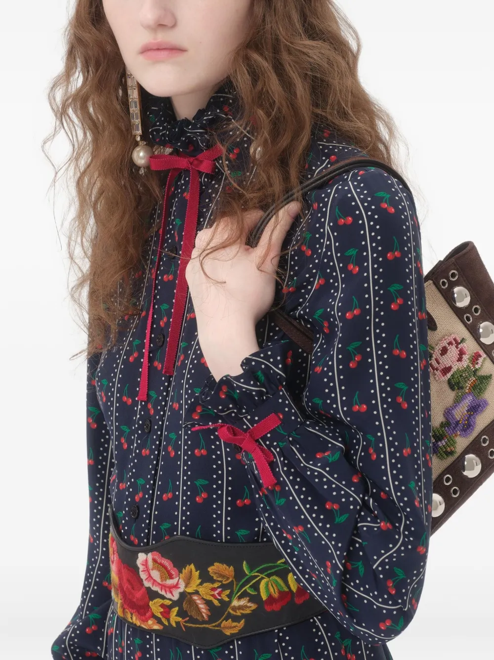 Valentino Garavani Zijden blouse met Cherrific-print Blauw