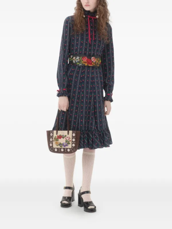 Valentino Garavani Cherrific-print Silk Shirt | Blue