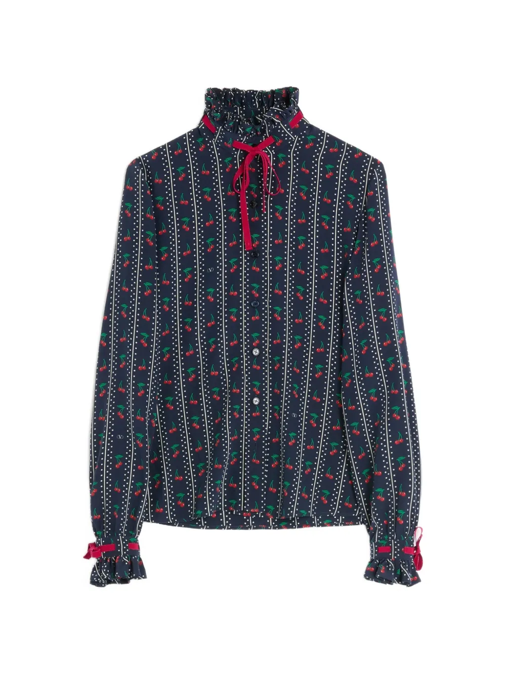 Valentino Garavani Seidenhemd mit Cherrific-Print - Blau