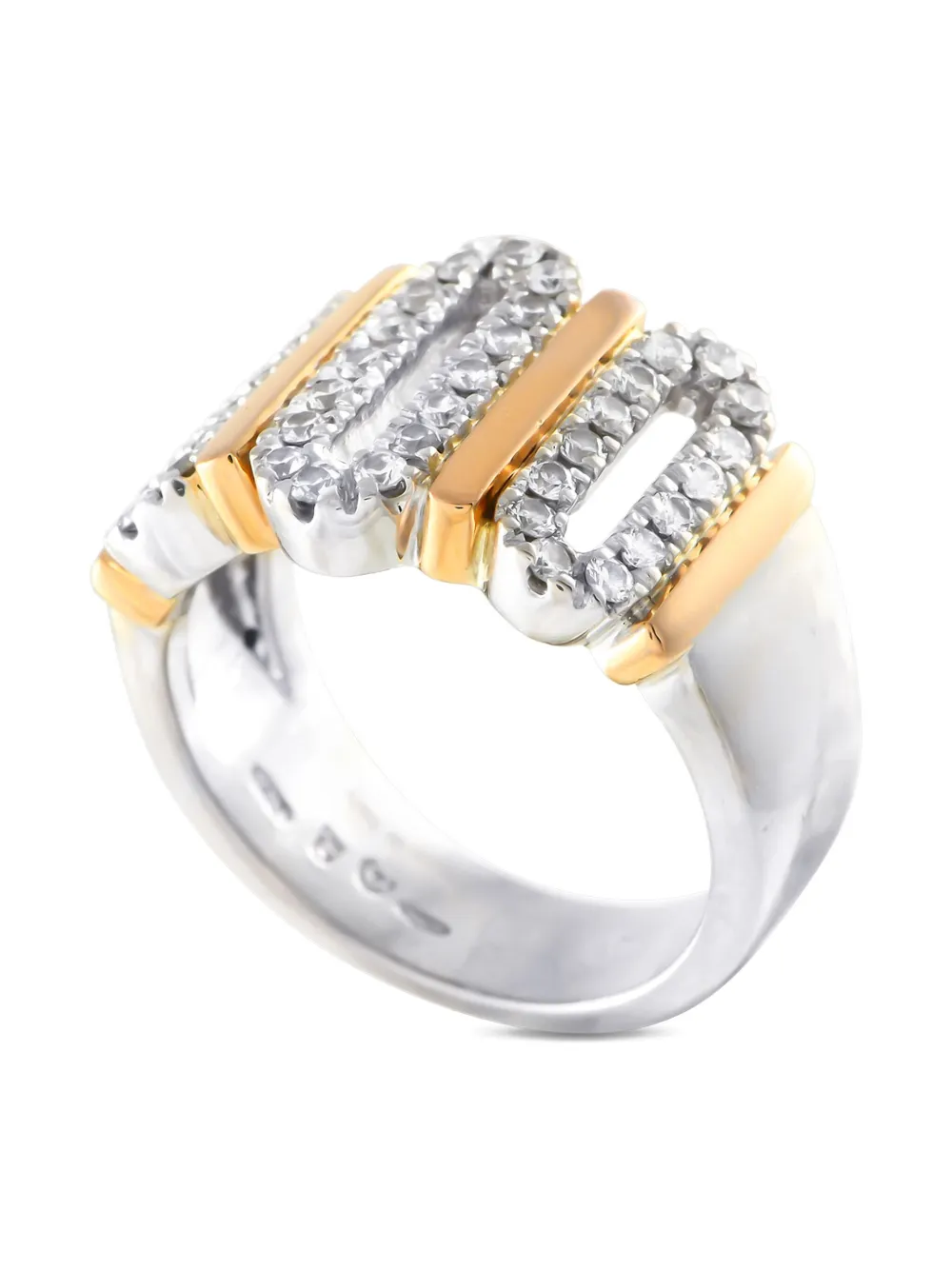 Damiani ダイヤモンド リング 18Kホワイトゴールド&イエローゴールド - シルバートーン Damiani ダイヤモンド リング 18Kホワイトゴールド&イエローゴールド - シルバートーン