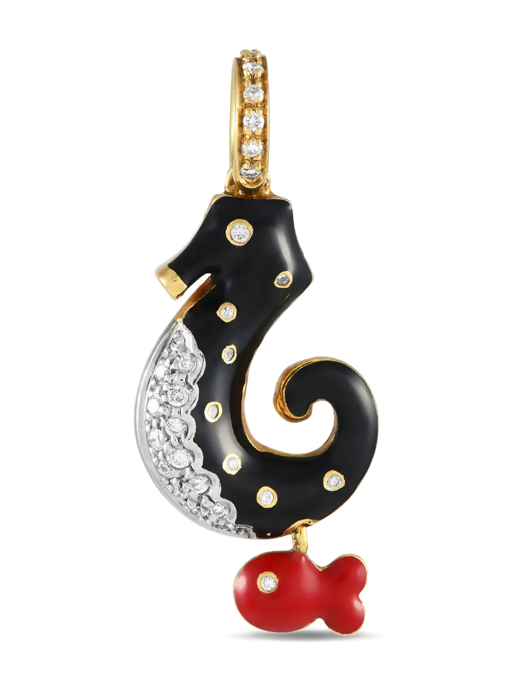 Pre-owned Aaron Basha 18k Yellow Gold Seahorse Diamond Charm