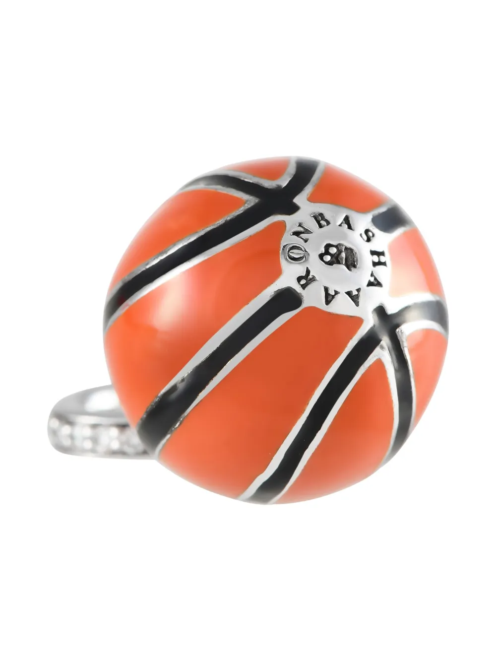 Pre-owned Aaron Basha 18k White Gold Basketball Diamond Charm In Silver