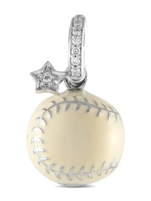 Aaron Basha 18K white gold Softball diamond charm