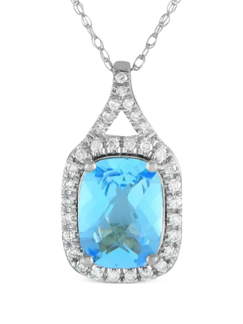 LB Exclusive collar en oro blanco de 14kt con diamante y topacio