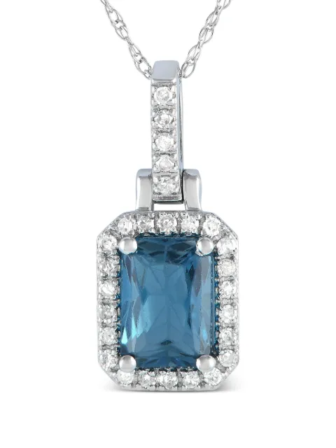 LB Exclusive 14K white gold diamond and topaz necklace