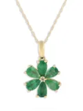 LB Exclusive 14K yellow gold Flower diamond and emerald necklace