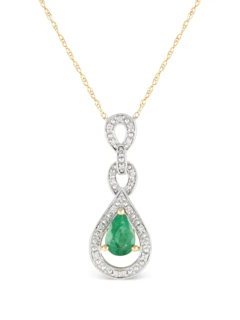 LB Exclusive 14kt yellow gold diamond and emerald pendant necklace