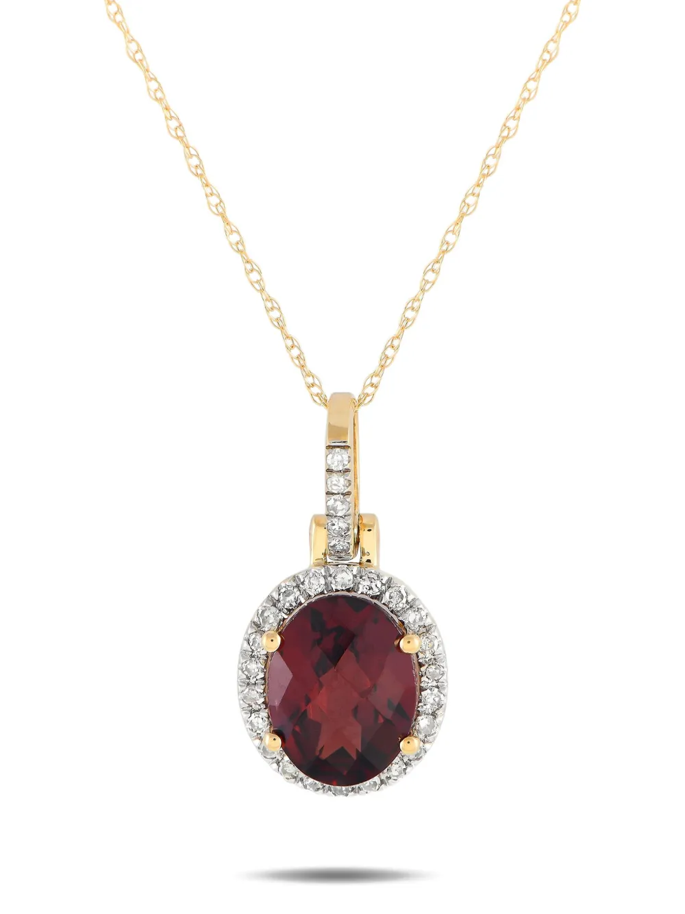 LB Exclusive 14K yellow gold garnet and diamond necklace | Gold | Image 1